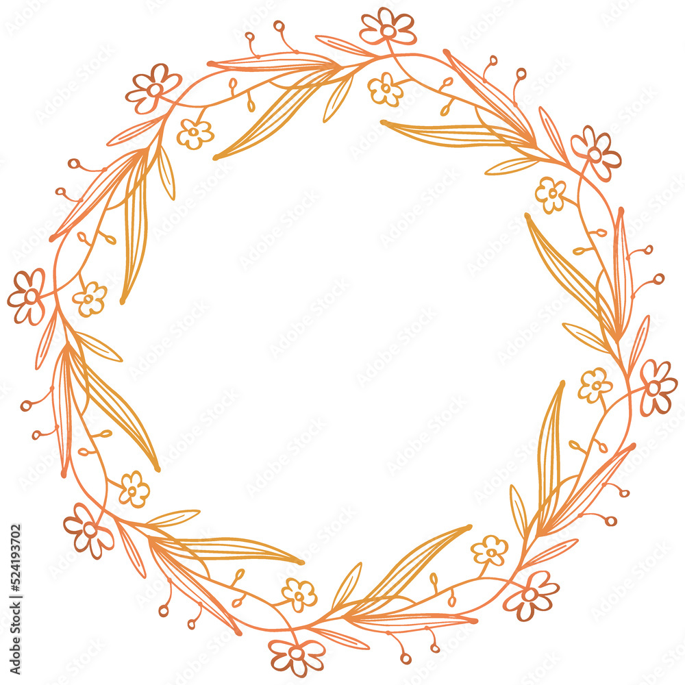 Romantic elegant wreath from decorative flowers.