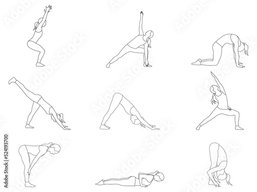 set of yoga poses