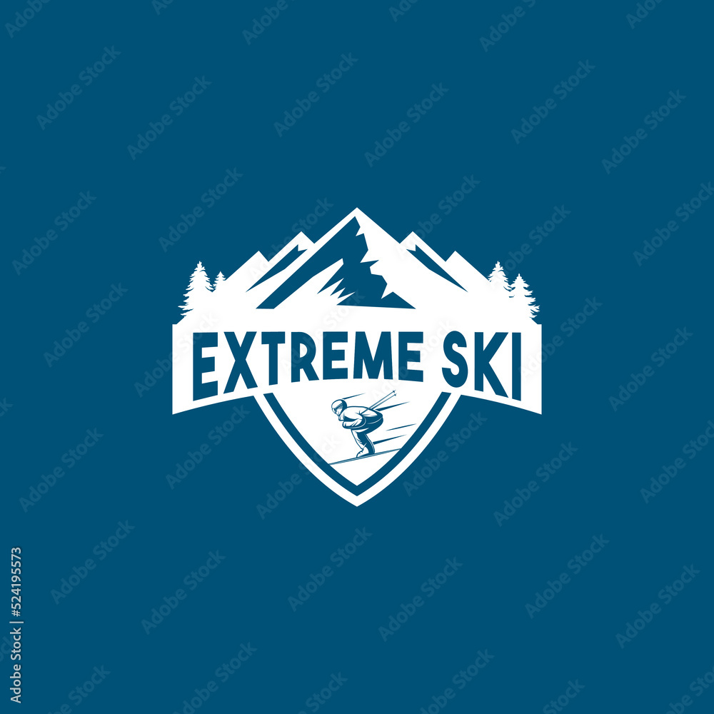 snow mountain ski logo illustration design vector snow mountain ski logo illustration design vector