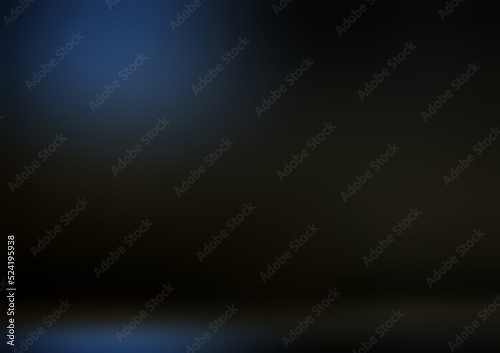 Obraz premium Black empty room defocus background 3d. Dark blue sheen on polished wall and floor.