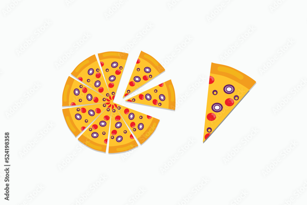 Pizza Slice flat vector with white background. Pizza isolated with white background Pizza Slice flat vector with white background. Pizza isolated with white background