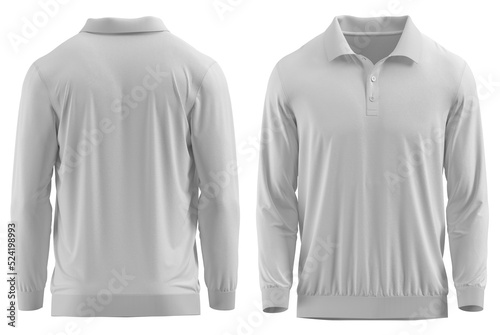  Polo shirt Long Sleeve with Rib collar cuff and waistband ( White )