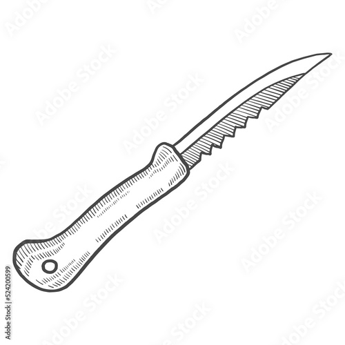 fishing knife outdoor isolated doodle hand drawn sketch with outline style