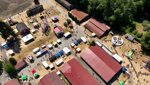 High up view of the Langley county fair on Whidbey Island. photo