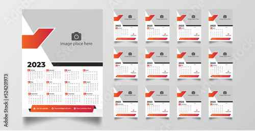 2023 one page wall calendar design template