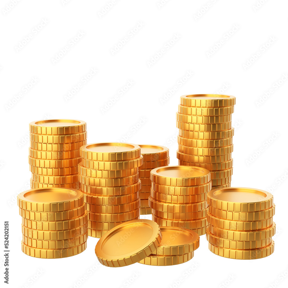 Golden coin. Coins stack. 3D element. Golden coin. Coins stack. 3D element.