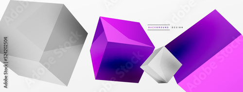 3d vector abstract background. Flying cubes composition. Trendy techno business template for wallpaper, banner, background or landing