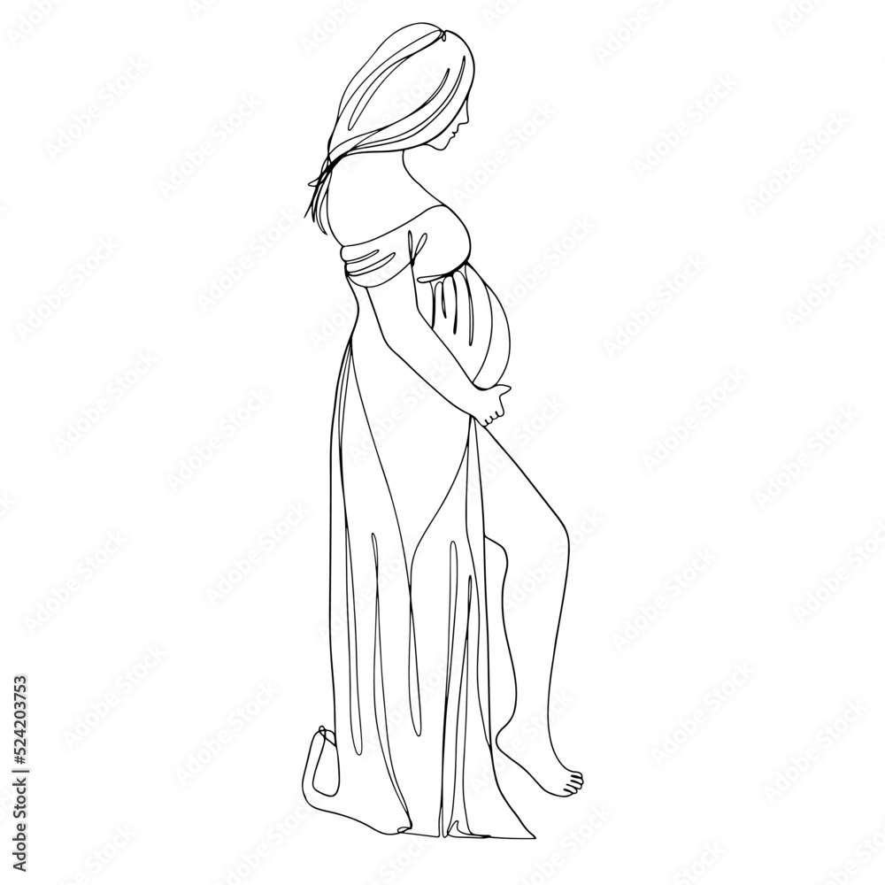 Beautiful Pregnant Woman With Butterfly Sketch For Your Design Stock  Vector  RoyaltyFree  FreeImages