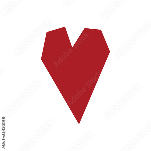 Vector flat simplified Autumn illustration with isolated abstract red heart. Concept with hand drawn geometric shape on white background. Symbol of love for decotation Saint Valentines day photo