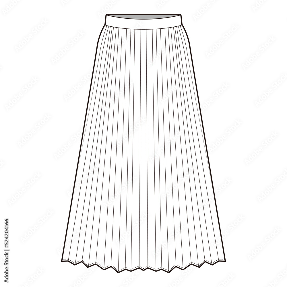 Accordion skirt Skirt Flat Drawing Fashion Flat Sketches Accordion skirt Skirt Flat Drawing Fashion Flat Sketches