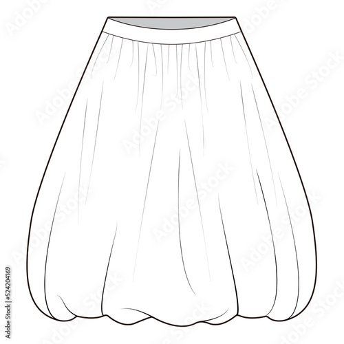 Balloon skirt Skirt Flat Drawing Fashion Flat Sketches