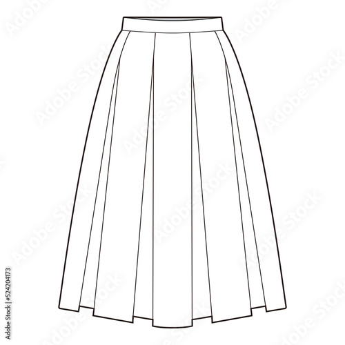 Box pleats skirt Skirt Flat Drawing Fashion Flat Sketches