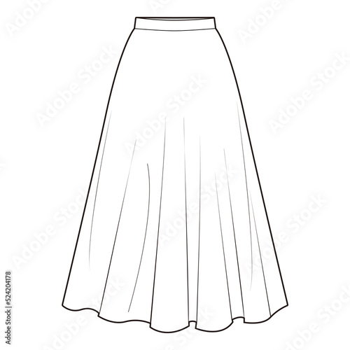 Circular skirt Skirt Flat Drawing Fashion Flat Sketches