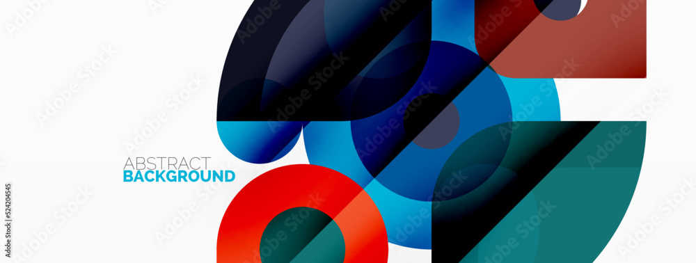 Colorful round shapes, circles and triangles background. Minimal geometric template for wallpaper, banner, presentation Colorful round shapes, circles and triangles background. Minimal geometric template for wallpaper, banner, presentation