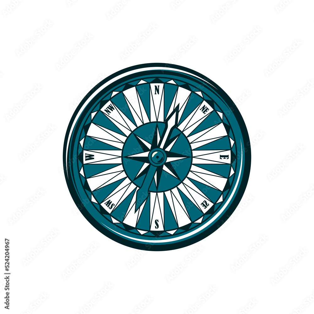Windrose wind direction measuring tool isolated monochrome icon. Vector maritime navigation device with arrows. Nautical topography instrument showing wind direction and orientation, round compass Windrose wind direction measuring tool isolated monochrome icon. Vector maritime navigation device with arrows. Nautical topography instrument showing wind direction and orientation, round compass