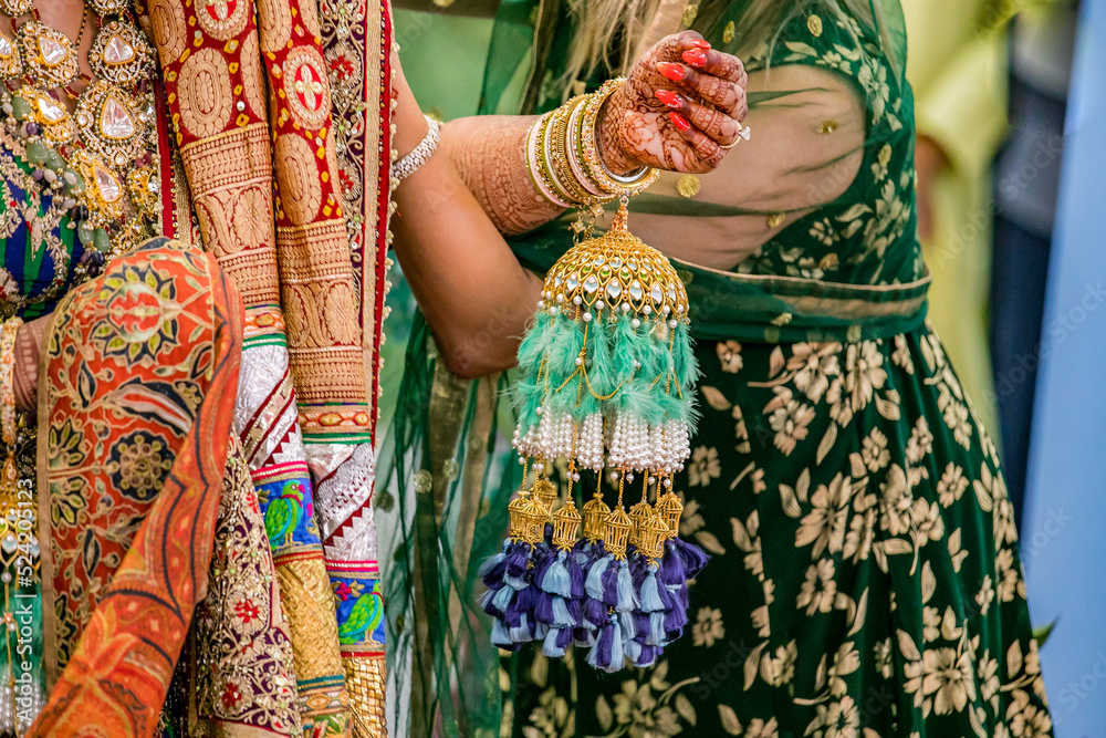 Indian Punjabi Sikh bride's wedding bangles and kalire close up