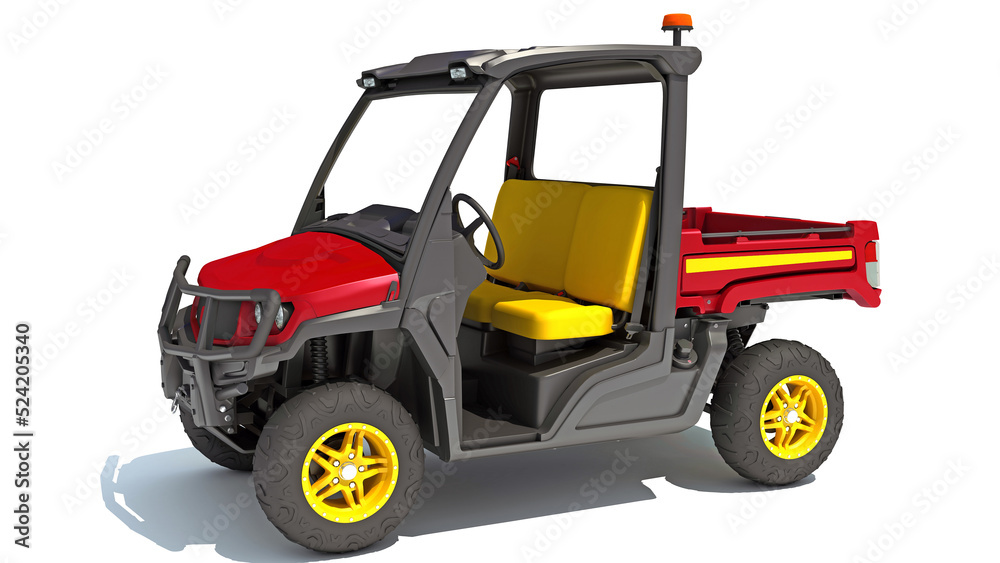 UTV Utility Vehicle 3D rendering on white background UTV Utility Vehicle 3D rendering on white background