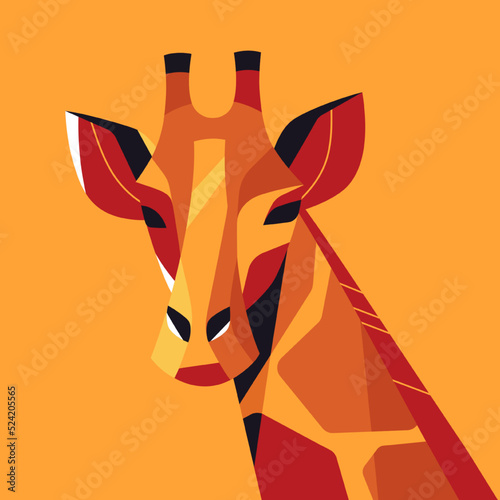 Giraffe portrait colorful vector illustration, poster, print