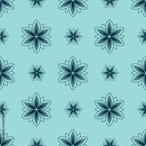 Cute symmetrical floral pattern, background with flower mandala © OlgaKorica