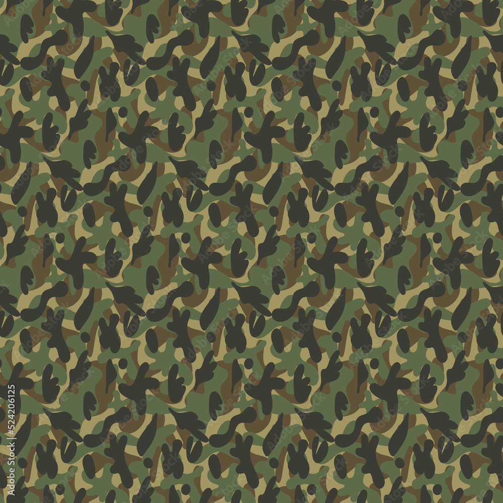 Fototapeta premium Camouflage seamless pattern for disguise, green marsh color illustration