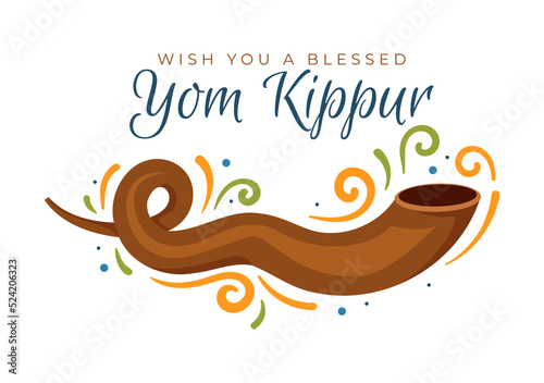 Yom Kippur Celebration Hand Drawn Cartoon Flat Illustration to Day of Atonement in Judaism on Background Design
