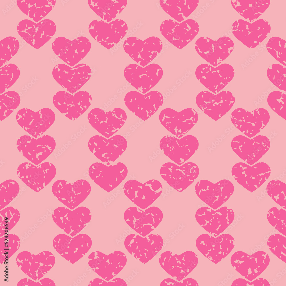 Heart seamless pattern for package design and holiday anniversary wedding, grunge texture scratch fading