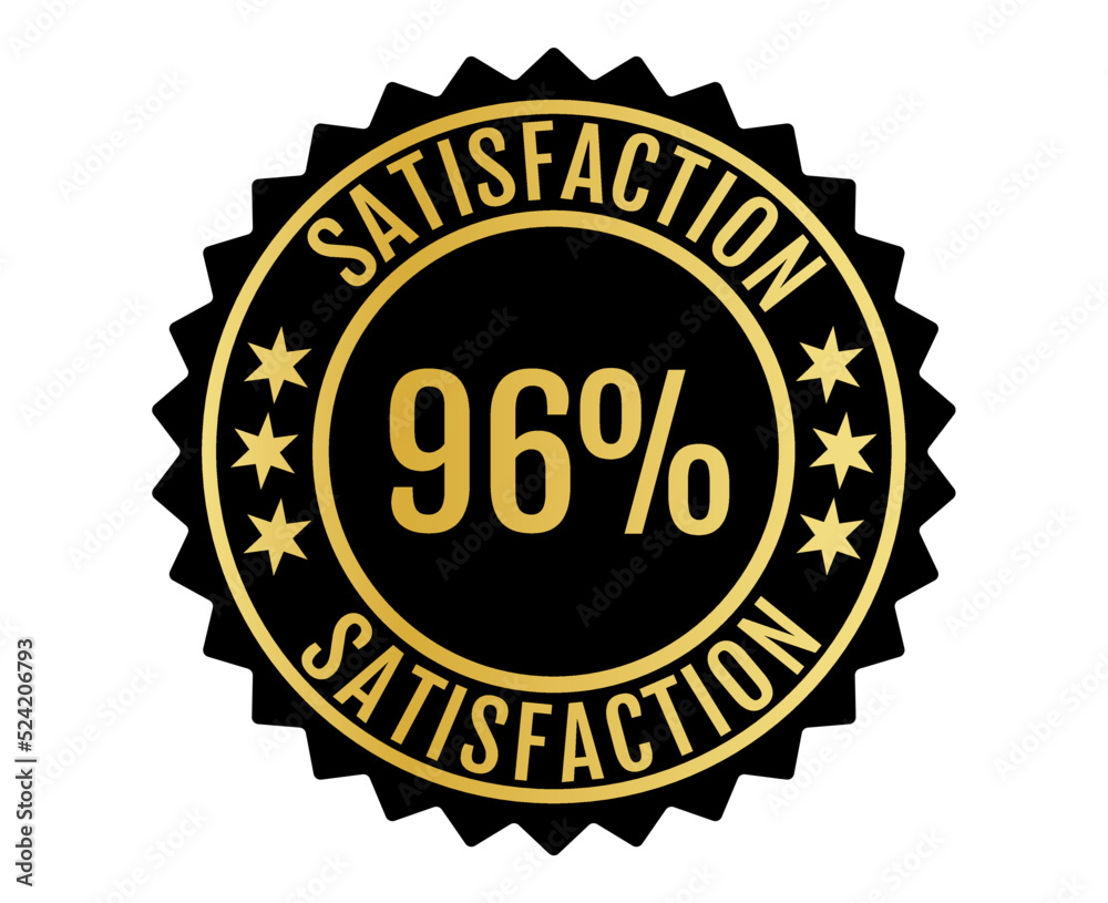 96% Satisfaction Sign Vector transparent background Gold Color