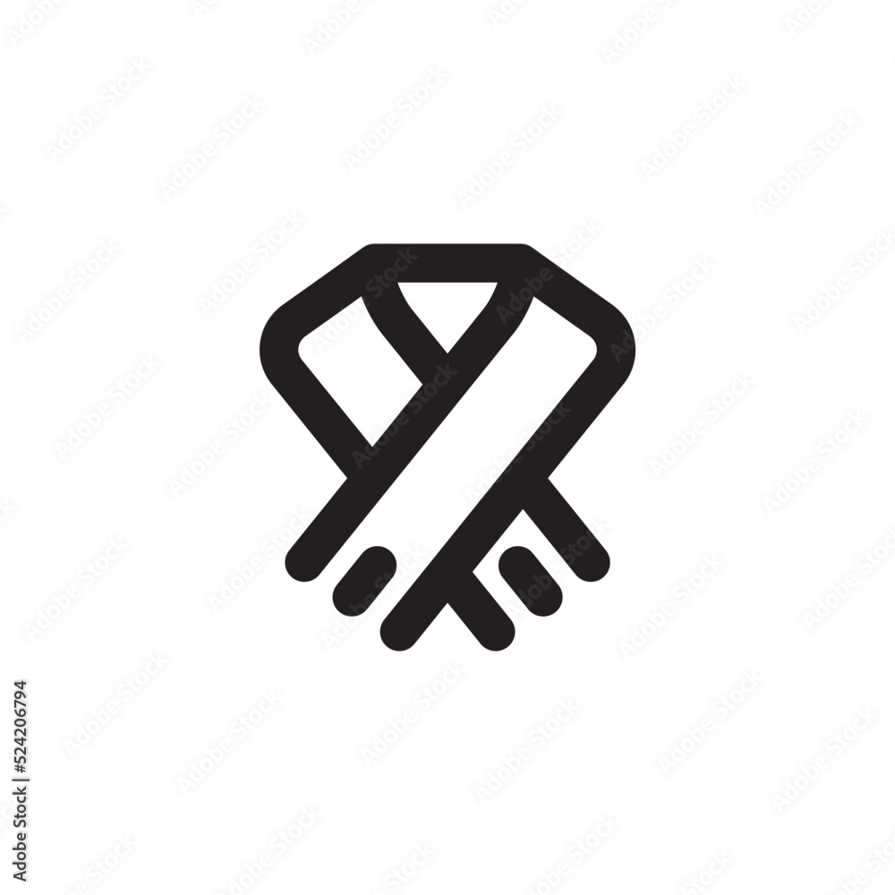 Simple scarf icon, Vector outline icon on white background. Simple scarf icon, Vector outline icon on white background.