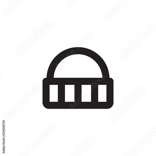 Simple beanie cap icon, Vector outline icon on white background.