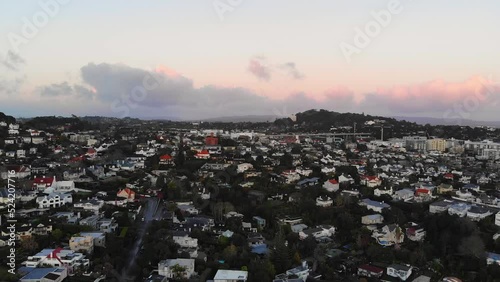 Aerial view over Auckland suburb and Mount Eden (Maungawhau), New Zealand photo