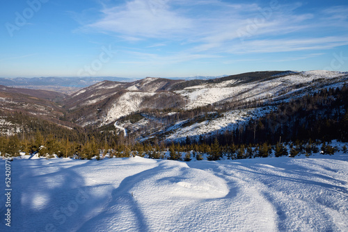 Beauty Silesian Beskid on european Bialy Krzyz in Poland