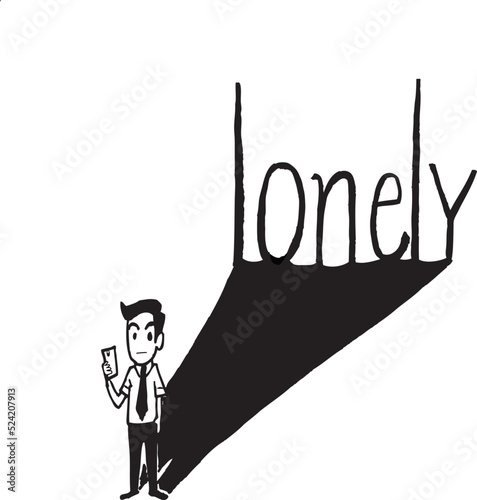 cartoon man in a lonely mood