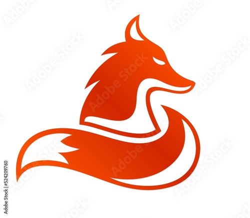 A symbol of a stylized red fox.