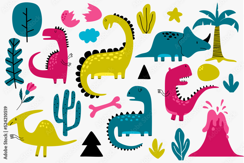 Cute dinosaurs isolated on white background. Cute dinosaurs isolated on white background.
