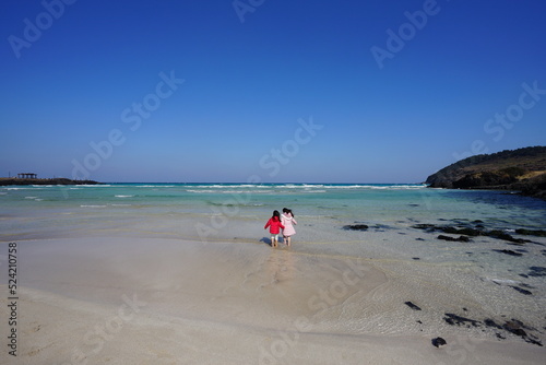 winter seaside and people