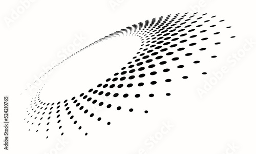 Abstract dotted vector background. Halftone effect. Circle dotted background or icon. Spiral with perspective.