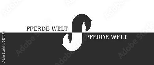 Black and white horse head logo element.. Pferde welt. Vector illustration