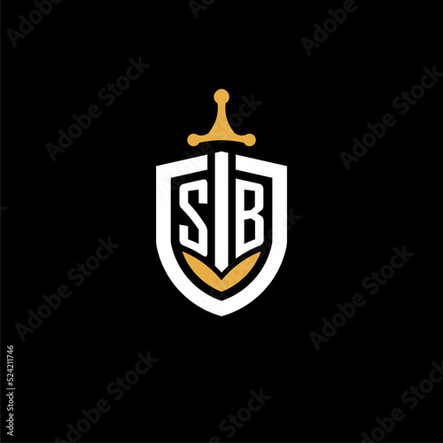 Creative letter SB logo gaming esport with shield and sword design ideas