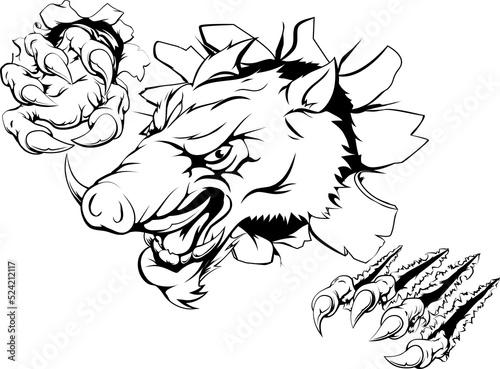 Boar monster smashing throu...