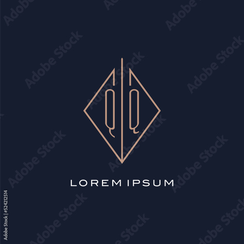 Monogram QQ logo with diamond rhombus style, Luxury modern logo design