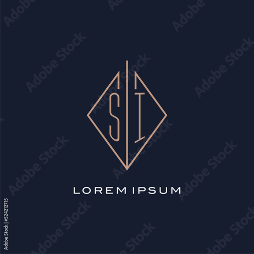 Monogram SI logo with diamond rhombus style, Luxury modern logo design