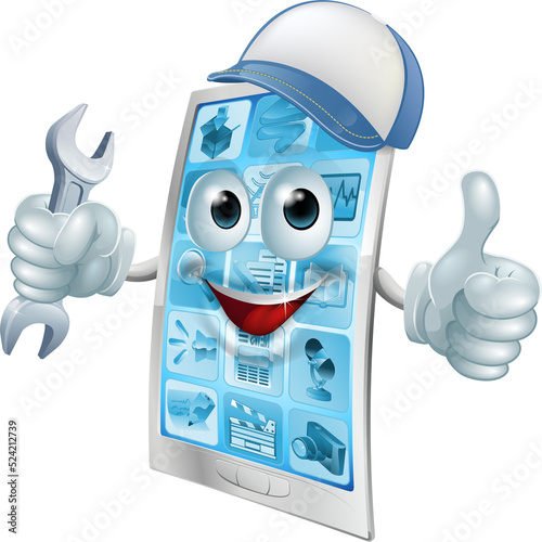 Phone repair cartoon character