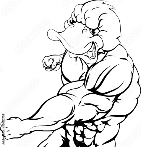 Duck mascot fighting