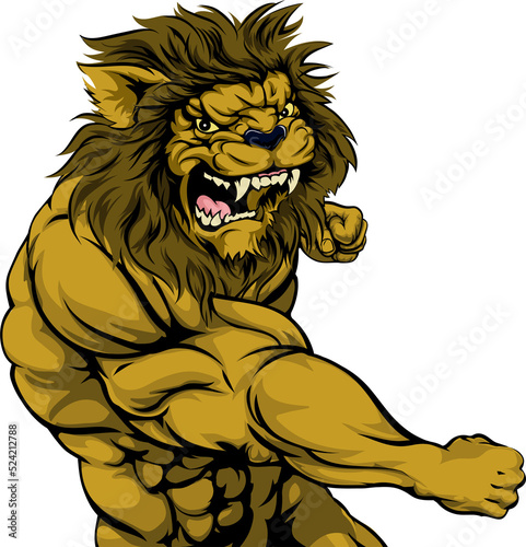 Lion mascot fighting