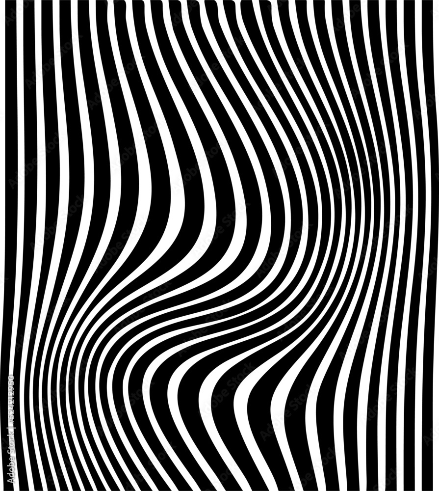 Abstract background of black and white stripe line pattern wavy design