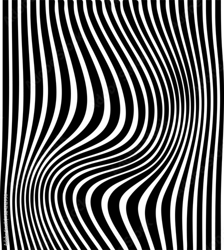 Abstract background of black and white stripe line pattern wavy design