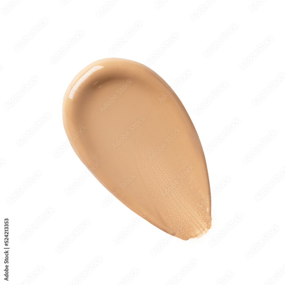 Liquid foundation smear isolated on white background. Light beige liquid foundation for your design. Liquid foundation smear isolated on white background. Light beige liquid foundation for your design.