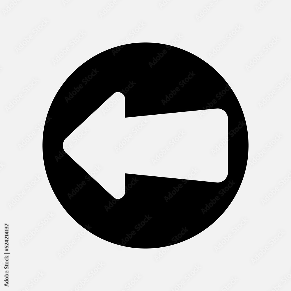 Left arrow icon in solid style, use for website mobile app presentation Left arrow icon in solid style, use for website mobile app presentation