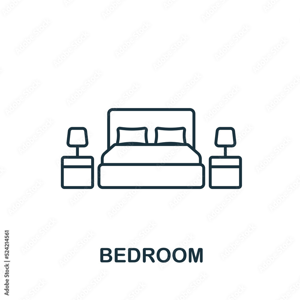 Bedroom icon. Line simple Bedroom icon for templates, web design and infographics Bedroom icon. Line simple Bedroom icon for templates, web design and infographics