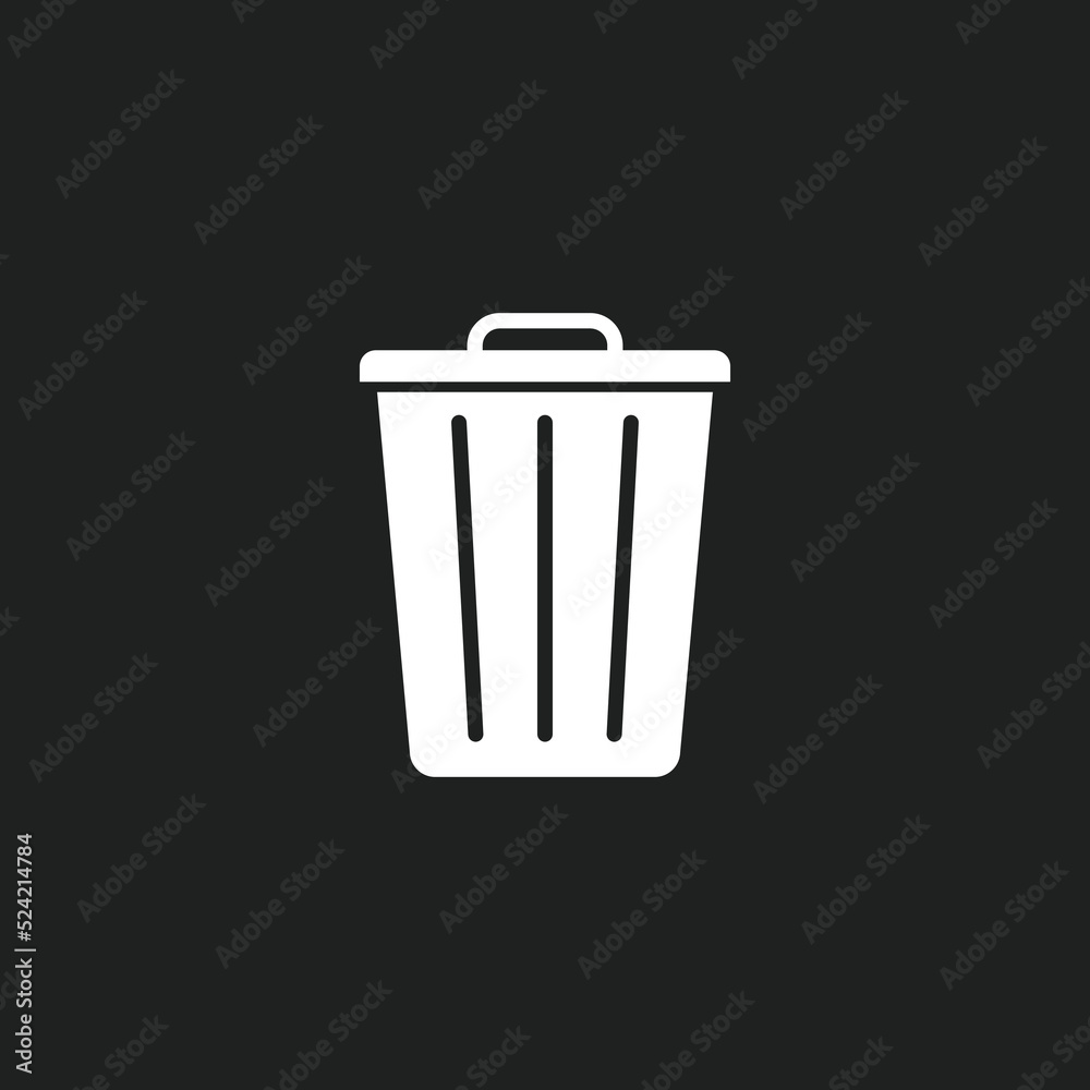 Outline recycle bin, trash bin on black background. Outline recycle bin, trash bin on black background.